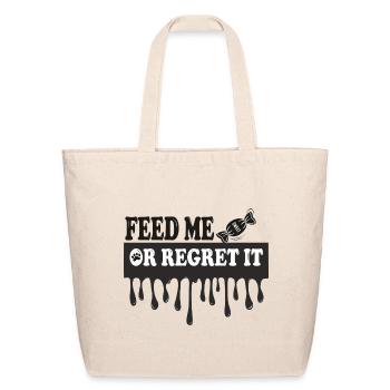 Feed Me or Regret It Funny Cat T-Shirt - Eco-Friendly Cotton Tote - natural - Front