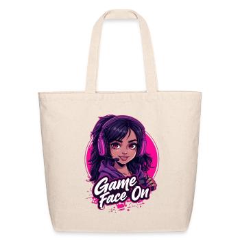 Gamer Girl Game Face On – Cute Headset Art - Eco-Friendly Cotton Tote - natural - Front