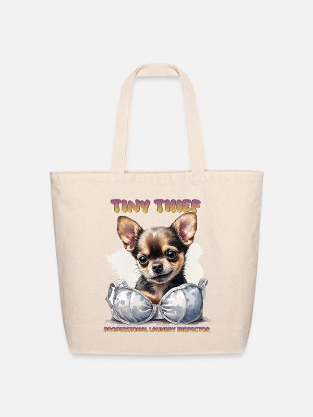 Tiny Thief Professional Laundry Inspector Pup - Eco-Friendly Cotton Tote - natural