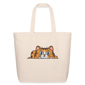 Peeking Tabby Cat - Eco-Friendly Cotton Tote - natural - Front
