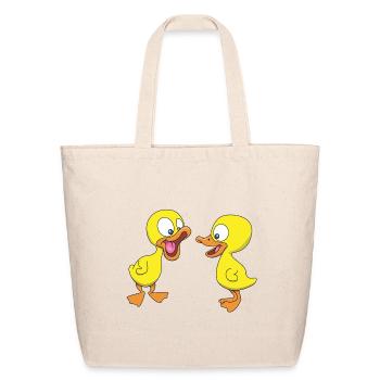 Quirky Duck Duo Illustration - Eco-Friendly Cotton Tote - natural - Front