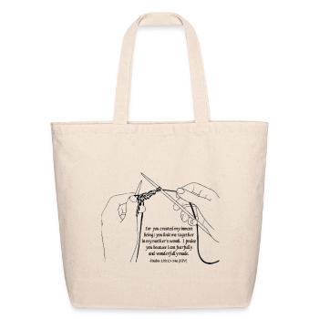 Psaml 139:13 Knitting Hands - Eco-Friendly Cotton Tote - natural - Front