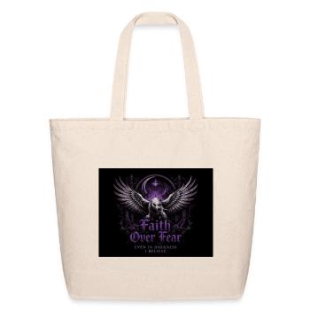 Faith Over Fear: Dark Gothic Raven - Eco-Friendly Cotton Tote - natural - Front