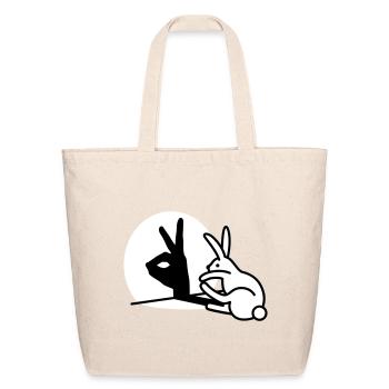 Funny Rabbit hand shadow puppets humor pop art - Eco-Friendly Cotton Tote - natural - Front