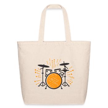Drum Set Cartoon Look - Eco-Friendly Cotton Tote - natural - Front