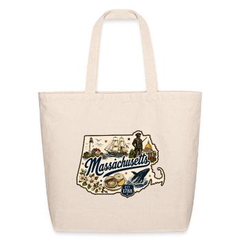Massachusetts Vintage State Pride Sticker - Eco-Friendly Cotton Tote - natural - Front