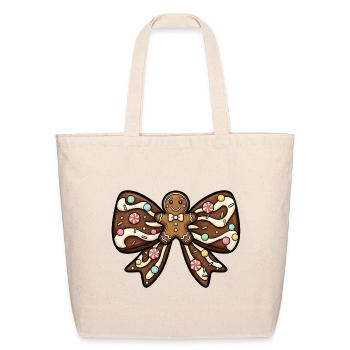 Gingerbread Bow - Eco-Friendly Cotton Tote - natural - Front