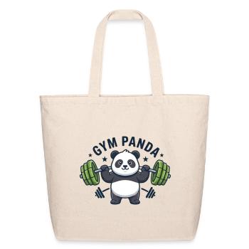Funny Gym Panda Weightlifting T-Shirt | Fitness  - Eco-Friendly Cotton Tote - natural - Front
