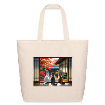 Autumn Paws in Zen Courtyard - Eco-Friendly Cotton Tote - natural - Front