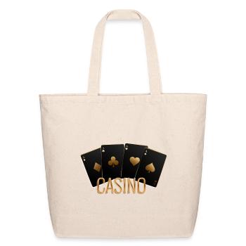 Golden Casino Cards Deck - Eco-Friendly Cotton Tote - natural - Front