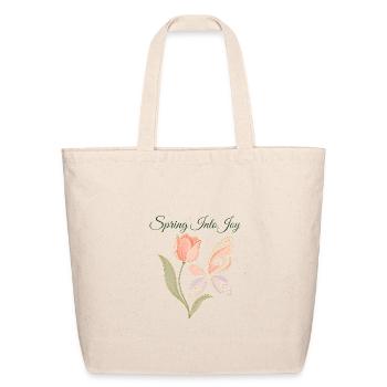 Spring Into Joy Tulip Butterfly - Eco-Friendly Cotton Tote - natural - Front