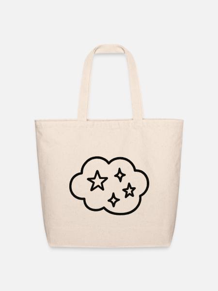 Celestial Cloud with Stars - Eco-Friendly Cotton Tote - natural