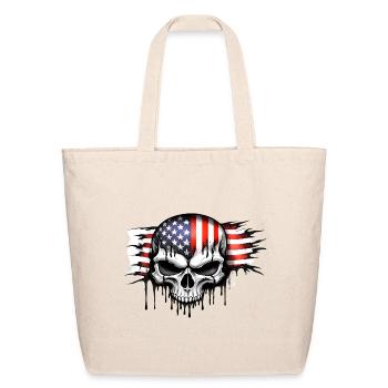 Patriotic Skull Graffiti Flag - Eco-Friendly Cotton Tote - natural - Front