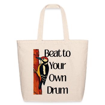 Crimson Woodpecker on Red Bark - Eco-Friendly Cotton Tote - natural - Front