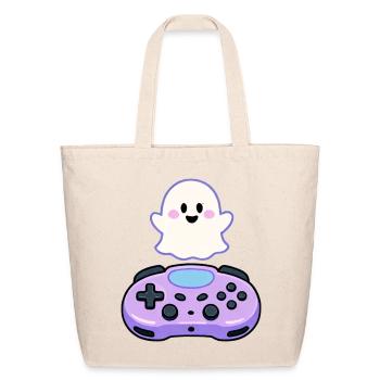 Cute Gamer Ghost with Controller - Eco-Friendly Cotton Tote - natural - Front