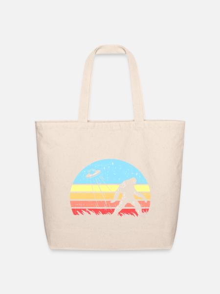 Bigfoot UFO Sunset - Eco-Friendly Cotton Tote - natural