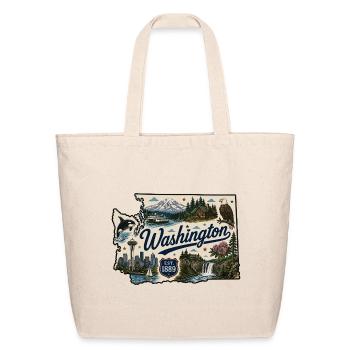 Washington State Mount Rainier Vintage Sticker - Eco-Friendly Cotton Tote - natural - Front