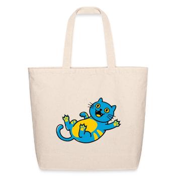Blue Cat Playful Belly Art - Eco-Friendly Cotton Tote - natural - Front