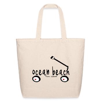 Ocean Beach Fire Island Long Island NY wagon word  - Eco-Friendly Cotton Tote - natural - Front