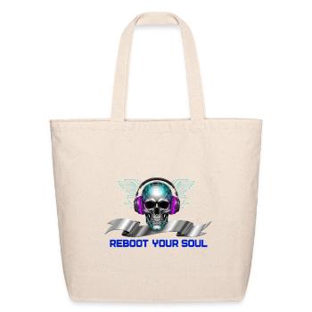 Reboot Your Soul - Cyberpunk Tech Skull Headphones - Eco-Friendly Cotton Tote - natural - Front