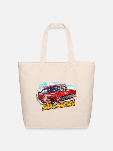 Drag Racing Flame Hot Rod - Eco-Friendly Cotton Tote - natural