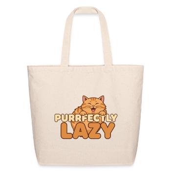 Purrfectly Lazy Funny Orange Tabby Cat Mascot - Eco-Friendly Cotton Tote - natural - Front