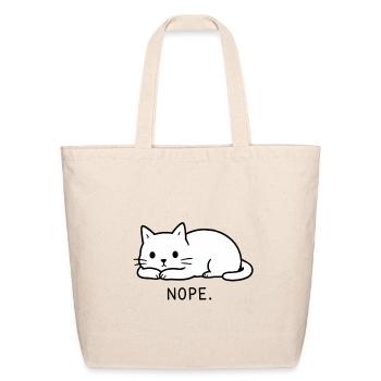 Nope Funny Cute Cat Loaf Minimalist Line Art - Eco-Friendly Cotton Tote - natural - Front