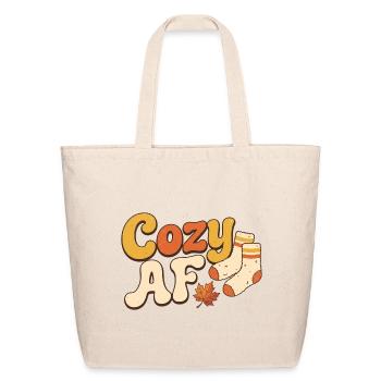 Cozy AF Autumn Socks - Eco-Friendly Cotton Tote - natural - Front
