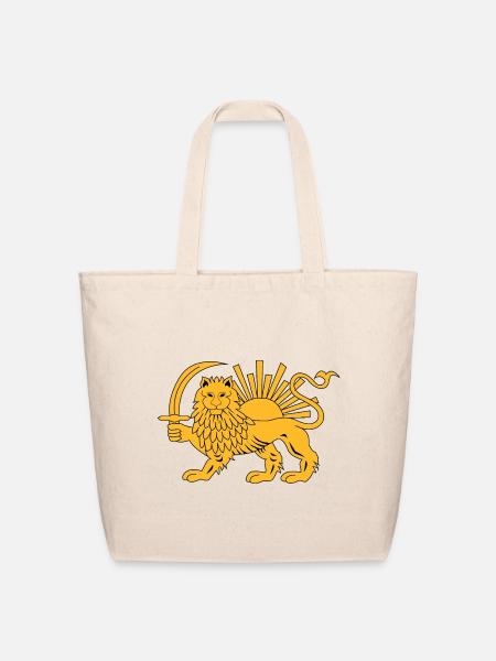 Lion and Sun Emblem of Iran - Eco-Friendly Cotton Tote - natural