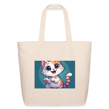 Adorable Chibi Tabby Cat - Eco-Friendly Cotton Tote - natural - Front