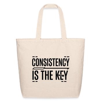 Consistency Is The Key Motivational Quote - Eco-Friendly Cotton Tote - natural - Front