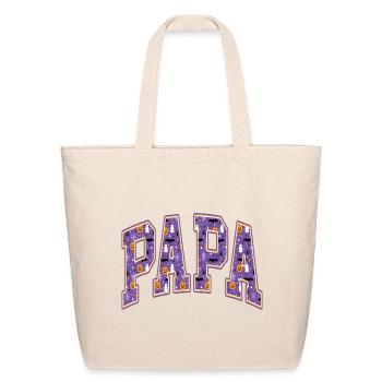 Papa Halloween Varsity Spooky Pattern Art - Eco-Friendly Cotton Tote - natural - Front