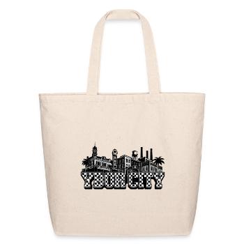 Ybor City Skyline Checkerboard - Eco-Friendly Cotton Tote - natural - Front