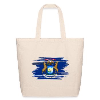 Distressed Michigan Flag MI - Eco-Friendly Cotton Tote - natural - Front