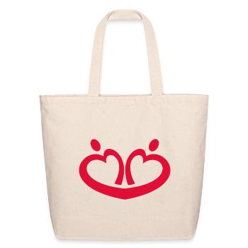 Romantic Double Heart Couple Vector Art - Eco-Friendly Cotton Tote - natural - Front