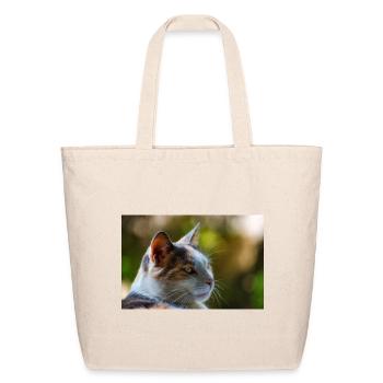 Calico Cat In Garden - Eco-Friendly Cotton Tote - natural - Front