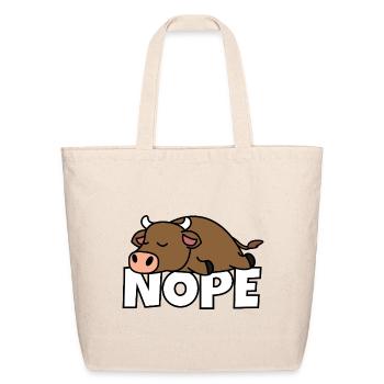 Lazy Bull Farmer Cattle Breeder Nope Not Today - Eco-Friendly Cotton Tote - natural - Front