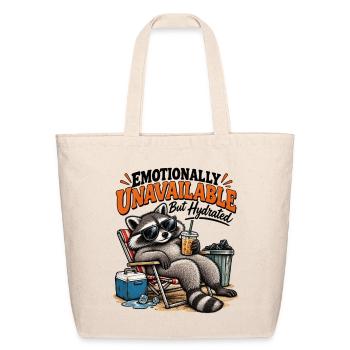Emotionally Unavailable But Hydrated Funny Raccoon - Eco-Friendly Cotton Tote - natural - Front