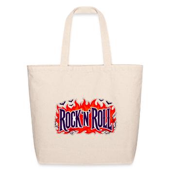 Rock N Roll Heavy Metal Flame Graphic - Eco-Friendly Cotton Tote - natural - Front