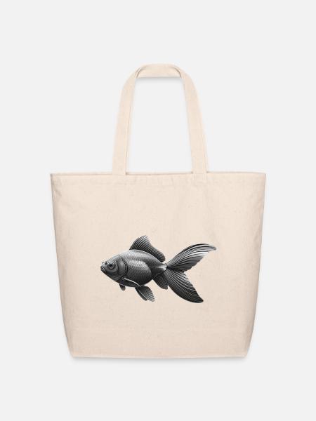 Monochrome Koi Flow - Eco-Friendly Cotton Tote - natural