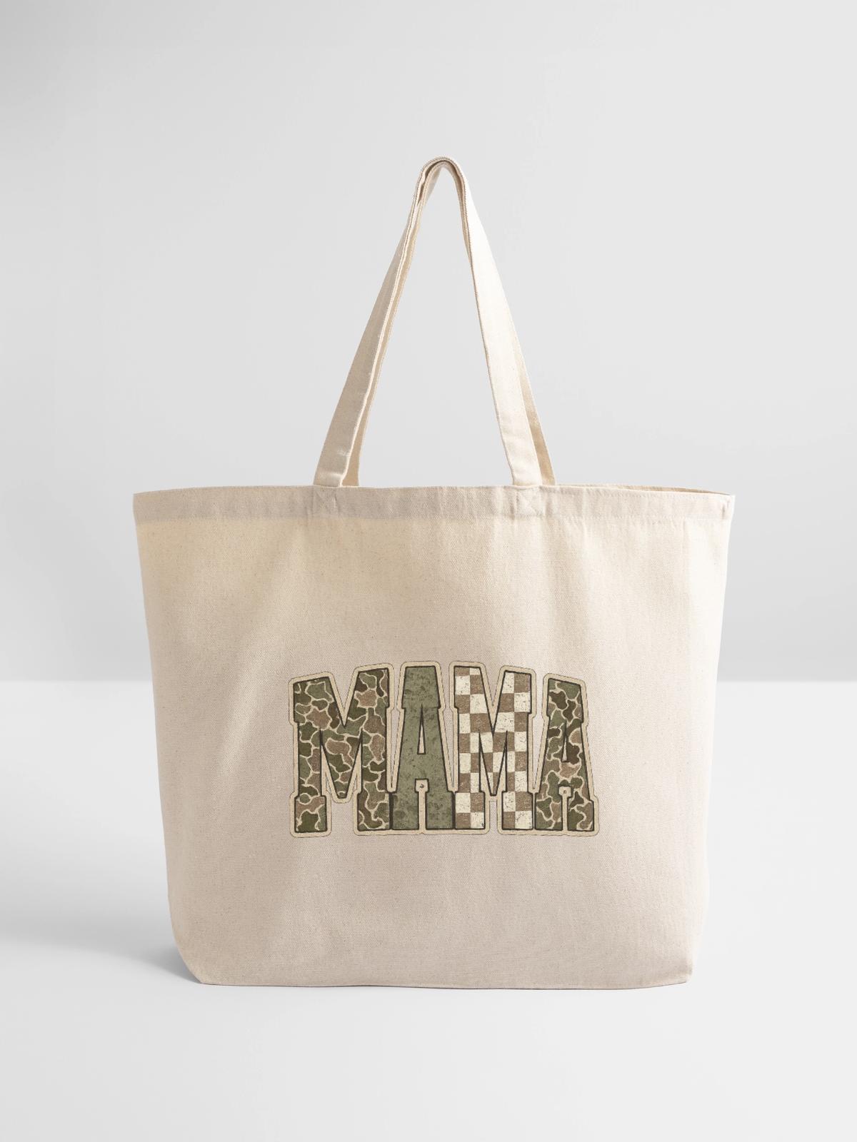 MAMI Camo Checkerboard - Eco-Friendly Cotton Tote - natural - Front