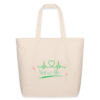 CUTE NURSE LIFE HEARTBEAT STETHOSCOPE MEDICAL GIFT - Eco-Friendly Cotton Tote - natural - Front