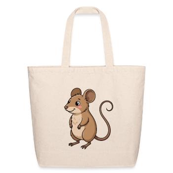 Brown mouse  - Eco-Friendly Cotton Tote - natural - Front
