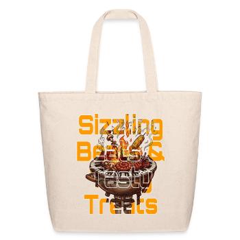 Sizzling Beats & Tasty Treats - Piano BBQ Grill - Eco-Friendly Cotton Tote - natural - Front