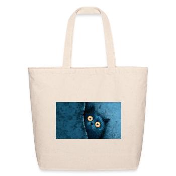 Blue Peek Cat - Eco-Friendly Cotton Tote - natural - Front