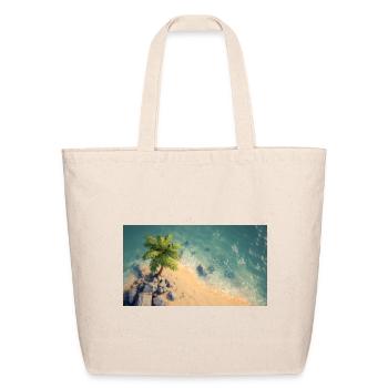 Tropical Palm Beach Cliff - Eco-Friendly Cotton Tote - natural - Front