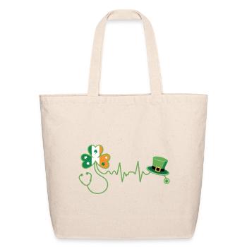 Stethoscope Shamrock Heartbeat - Eco-Friendly Cotton Tote - natural - Front