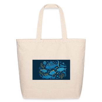 Aqua Coral Ocean Parade - Eco-Friendly Cotton Tote - natural - Front