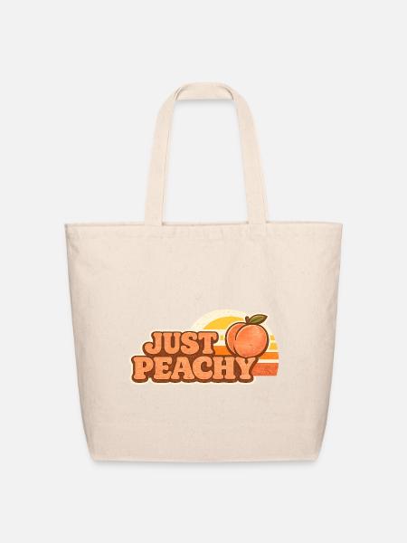 Just Peachy Retro Fruit - Eco-Friendly Cotton Tote - natural