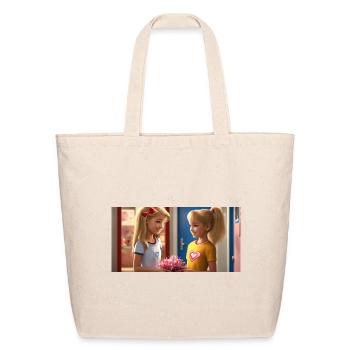 Twin Hearts Cheer Exchange - Eco-Friendly Cotton Tote - natural - Front